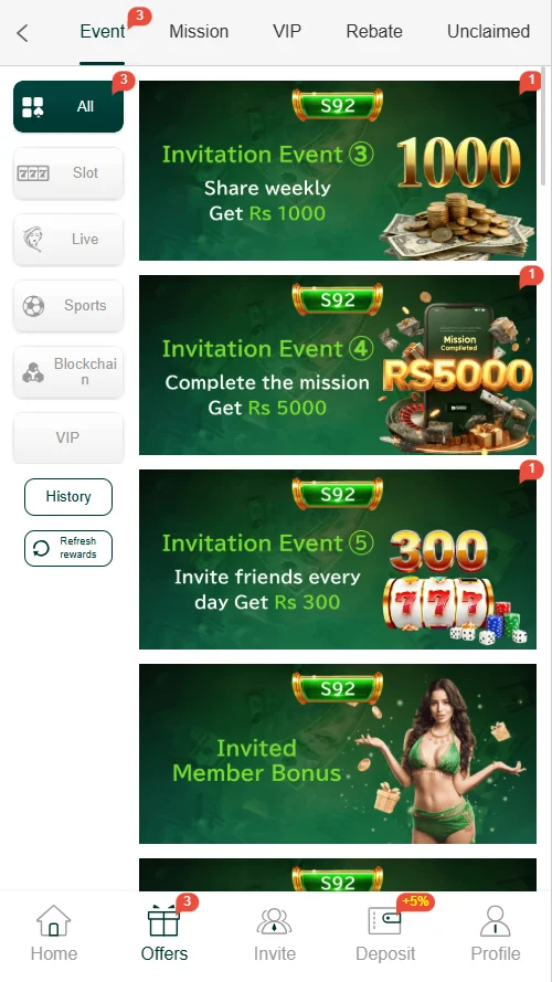 S92 Bet Game Events